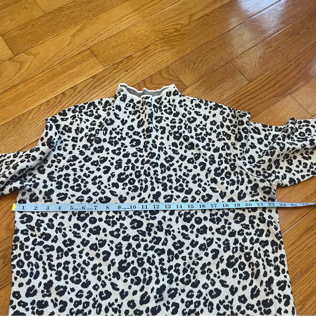 LOFT Leopard Print 100% Cotton Mock Neck Sweater Long sleeves Sz XL - Image 7