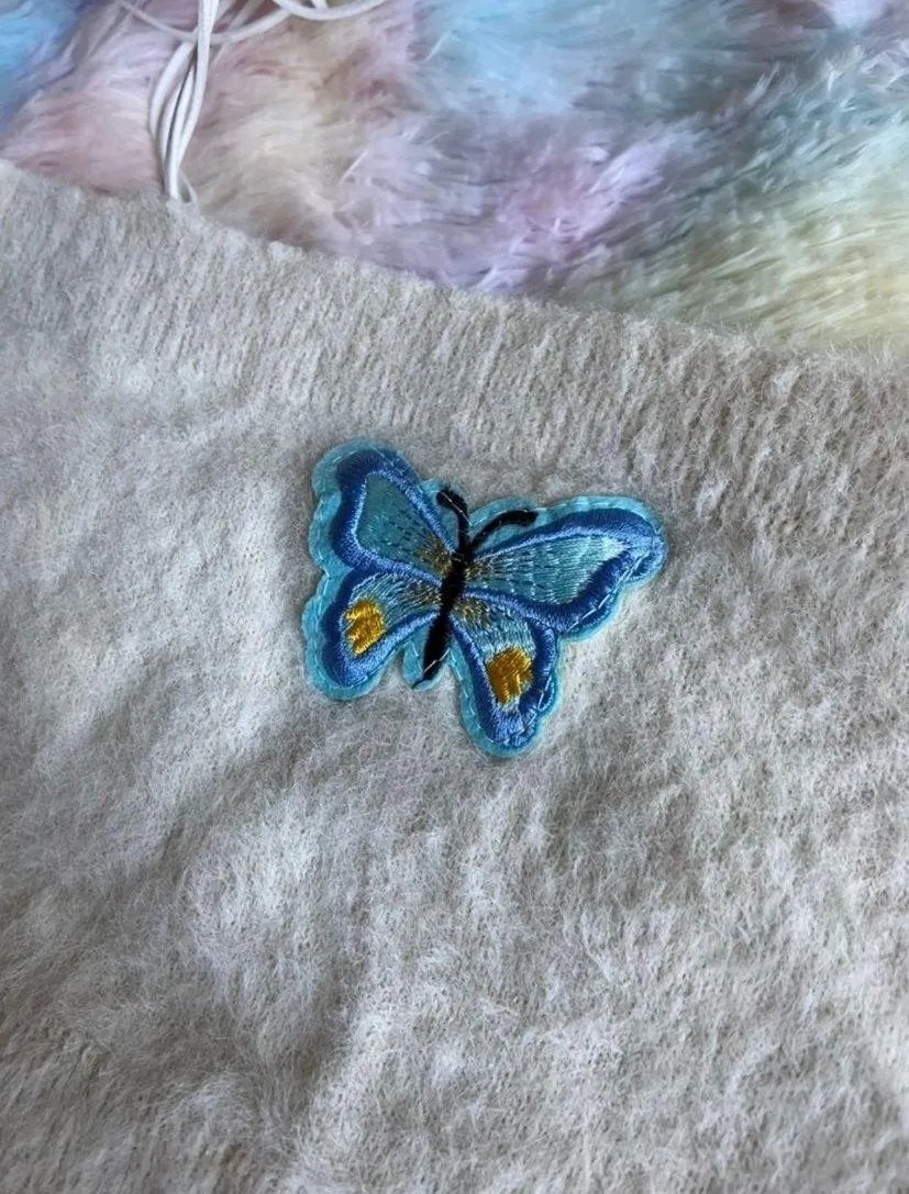 Fuzzy Embroidered Butterfly Crop - Image 6