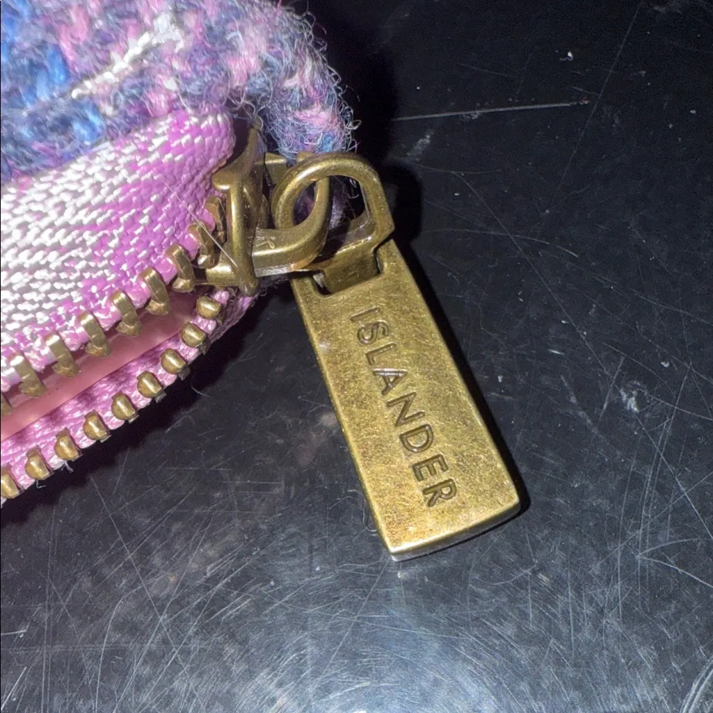 Islander Pink and Blue Checkered Wool Wallet - Image 9