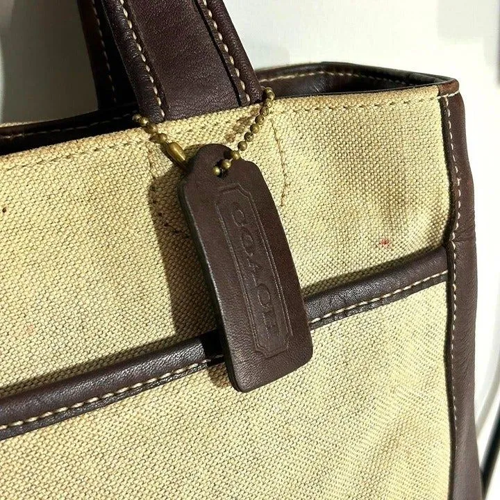 Vintage 1998 Coach Usa‎ Canvas Leather Hand Bag D9X6121 - Image 4