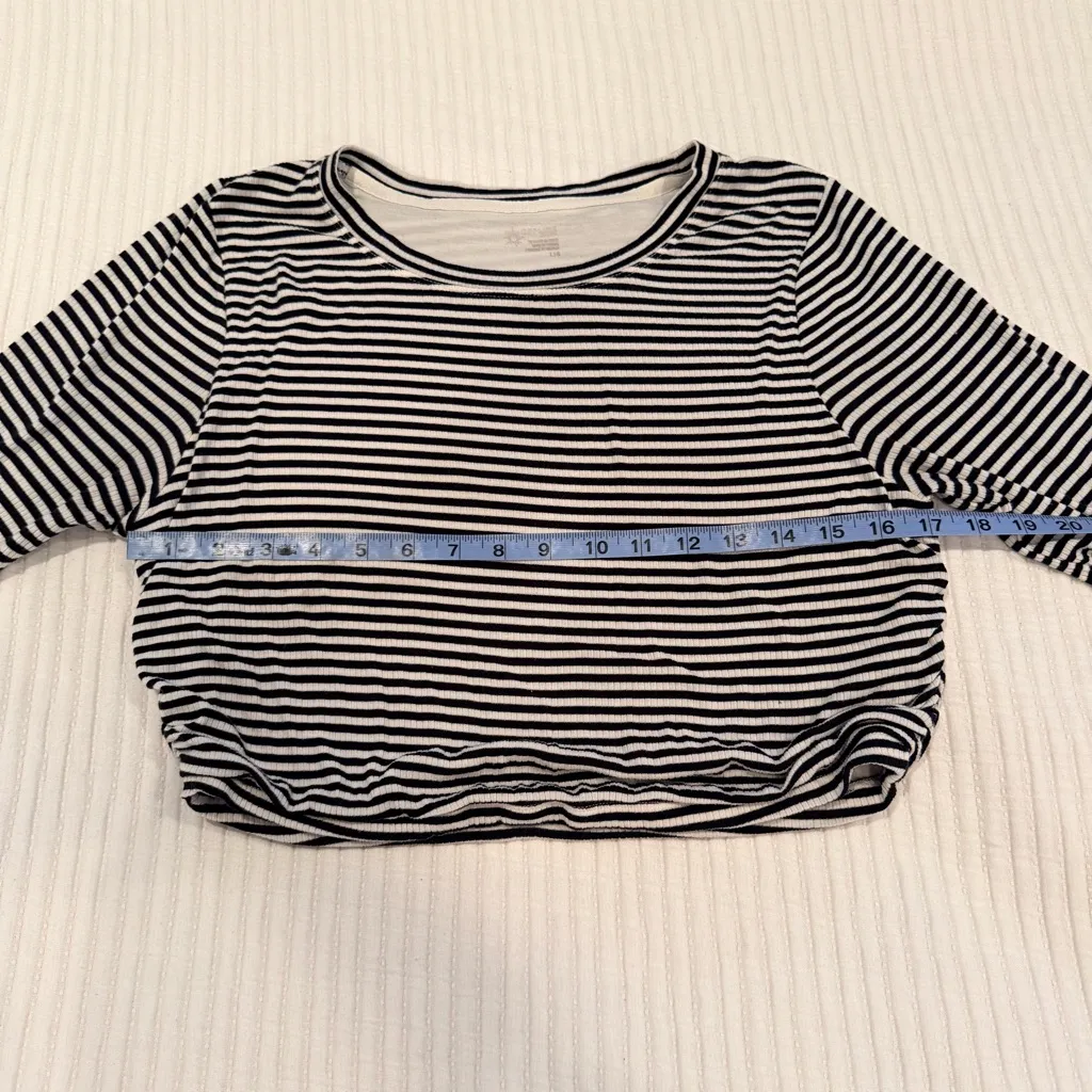 Aerie Offline Striped Black & White Long Sleeve Crop Top Women's Size Large - Image 9