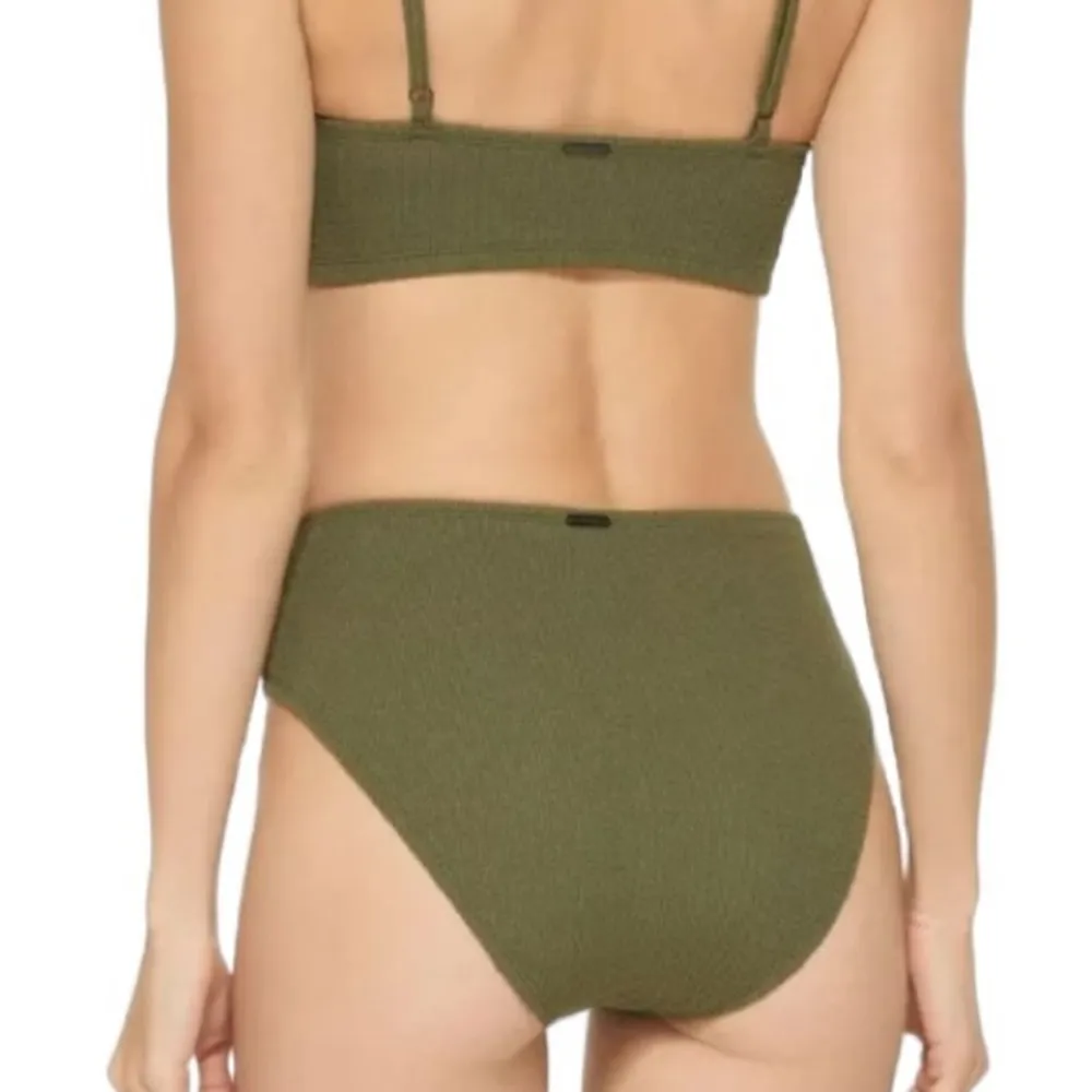 DKNY Women's Textured High Waist Bikini Bottom Swimsuit Moss Green Size L NWT - Image 2