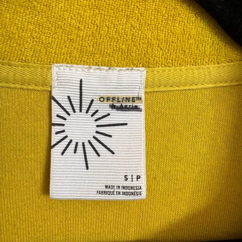 Aerie OFFLINE Chartreuse Green Terry Pullover Mock Neck Half Zip Sweater Small - Image 3