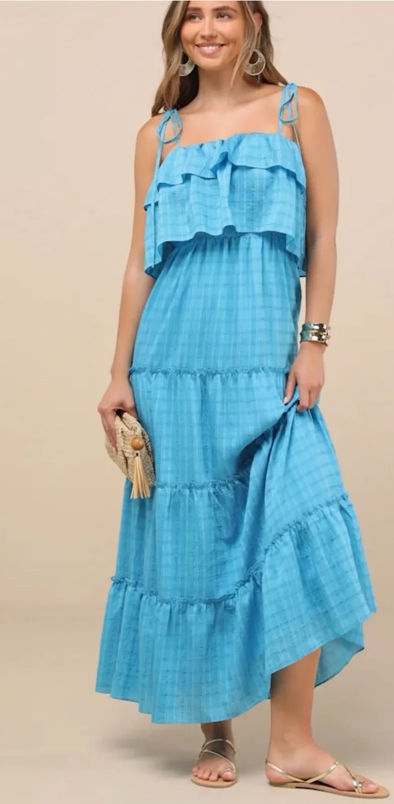 lulus blue maxi dress Navy Sequin Lace-Up | Womens | X-Small (Available in M, L) | 100% Polyester Airy woven chiffon shapes lightly gathered straps that frame an off Lulus Freya Asymmetric Ruffle Strapless