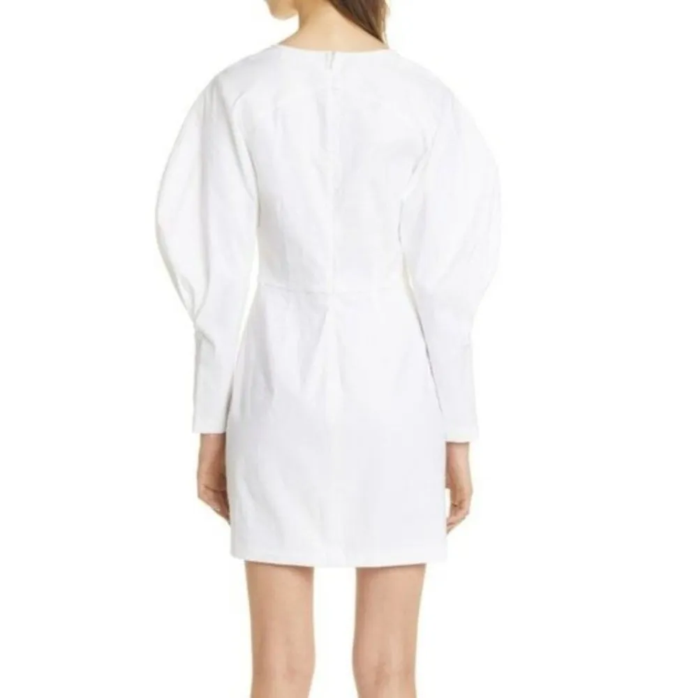 A.L.C. Aila White Long Puff Sleeve Linen Mini Dress - Image 3