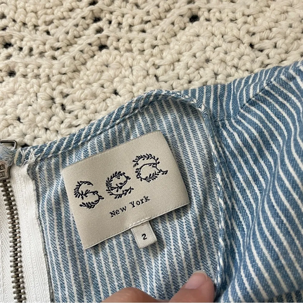 Sea New York Resort Collection 2015 Bleach Splatter Stripe Tiered Dress Blue (2) White - Image 5