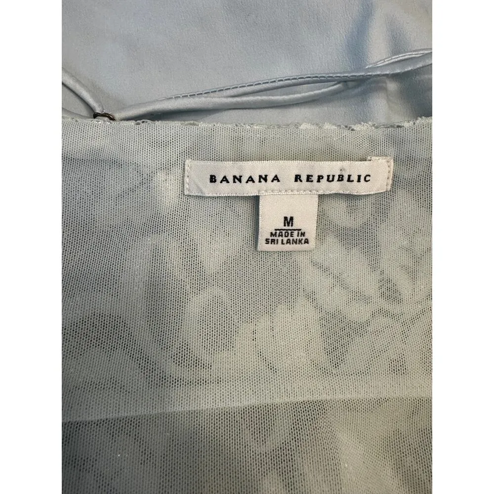 VINTAGE BANANA REPUBLIC Babydoll Lace Trim Baby Blue Tank Top in Size Med. - Image 5