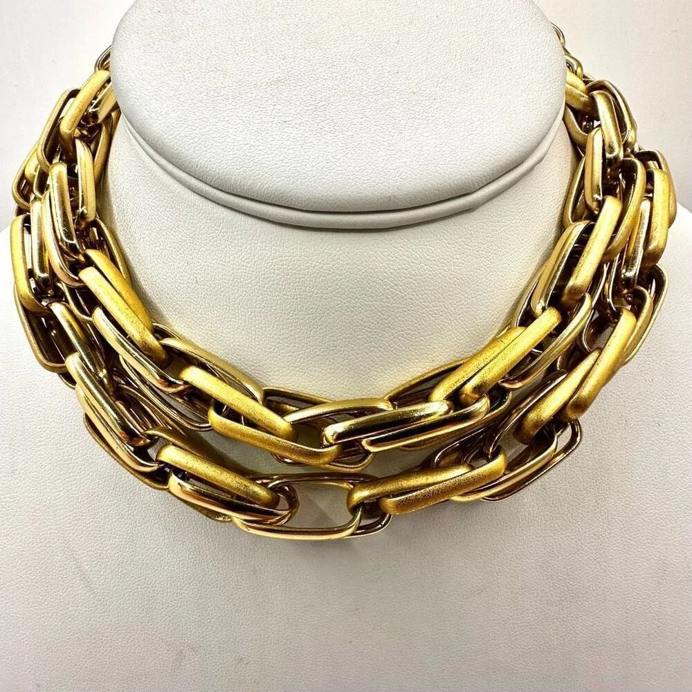 Gold tone long chunky link necklace - Image 2