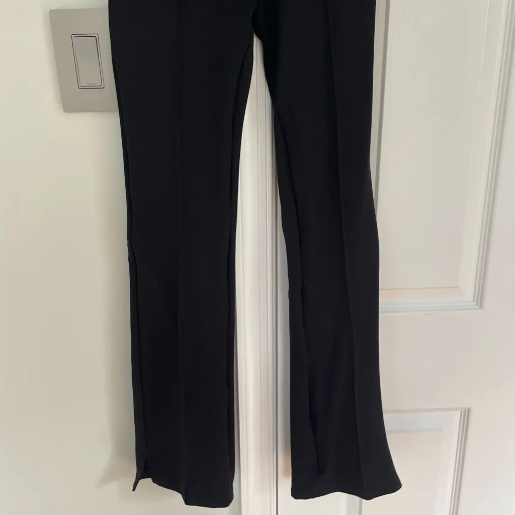 Anine Bing Max Pants Women's Black Straight Leg Split Hem Pants Size 34 2 Luxury - Image 6
