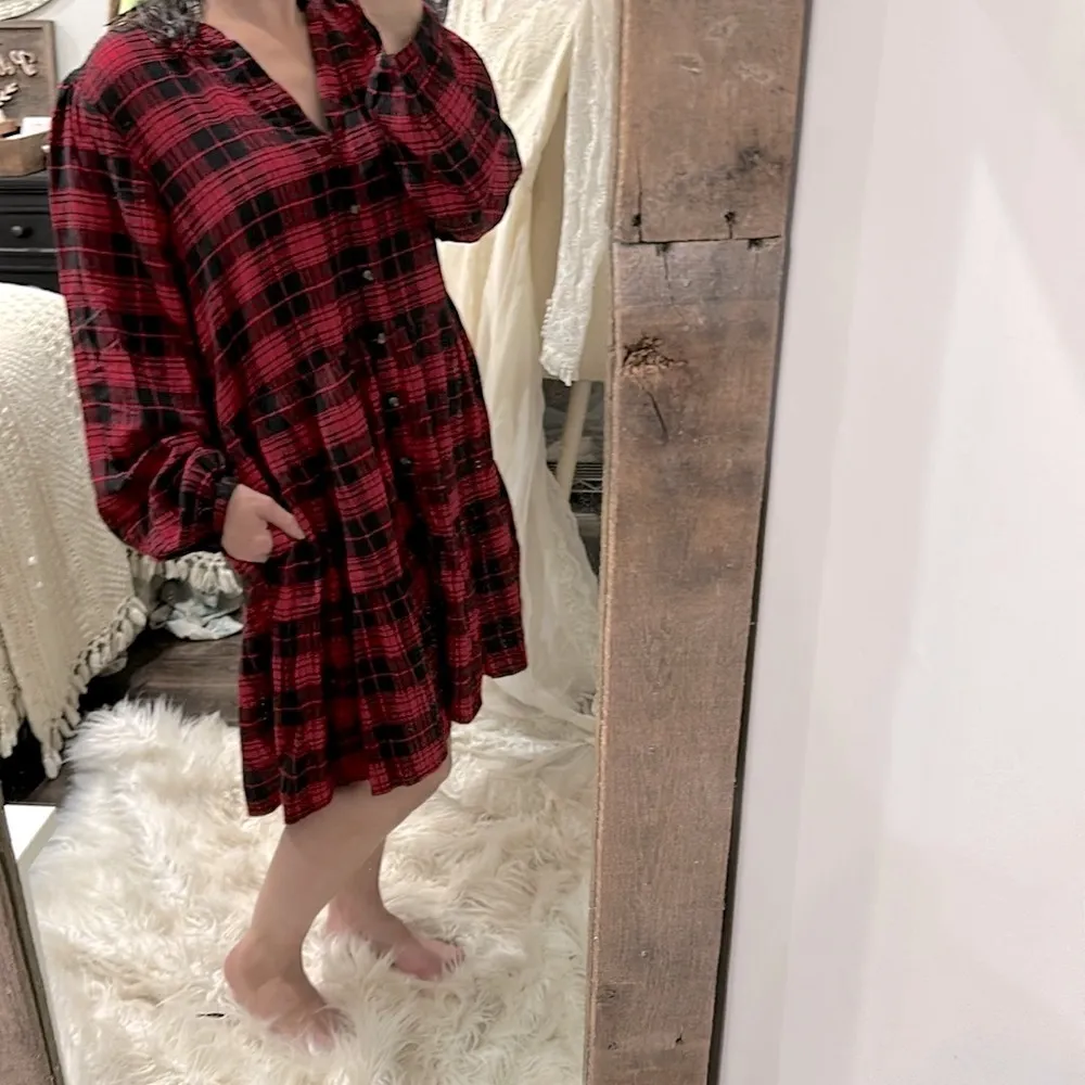 Time and Tru red and black plaid dress size XLarge - Image 5