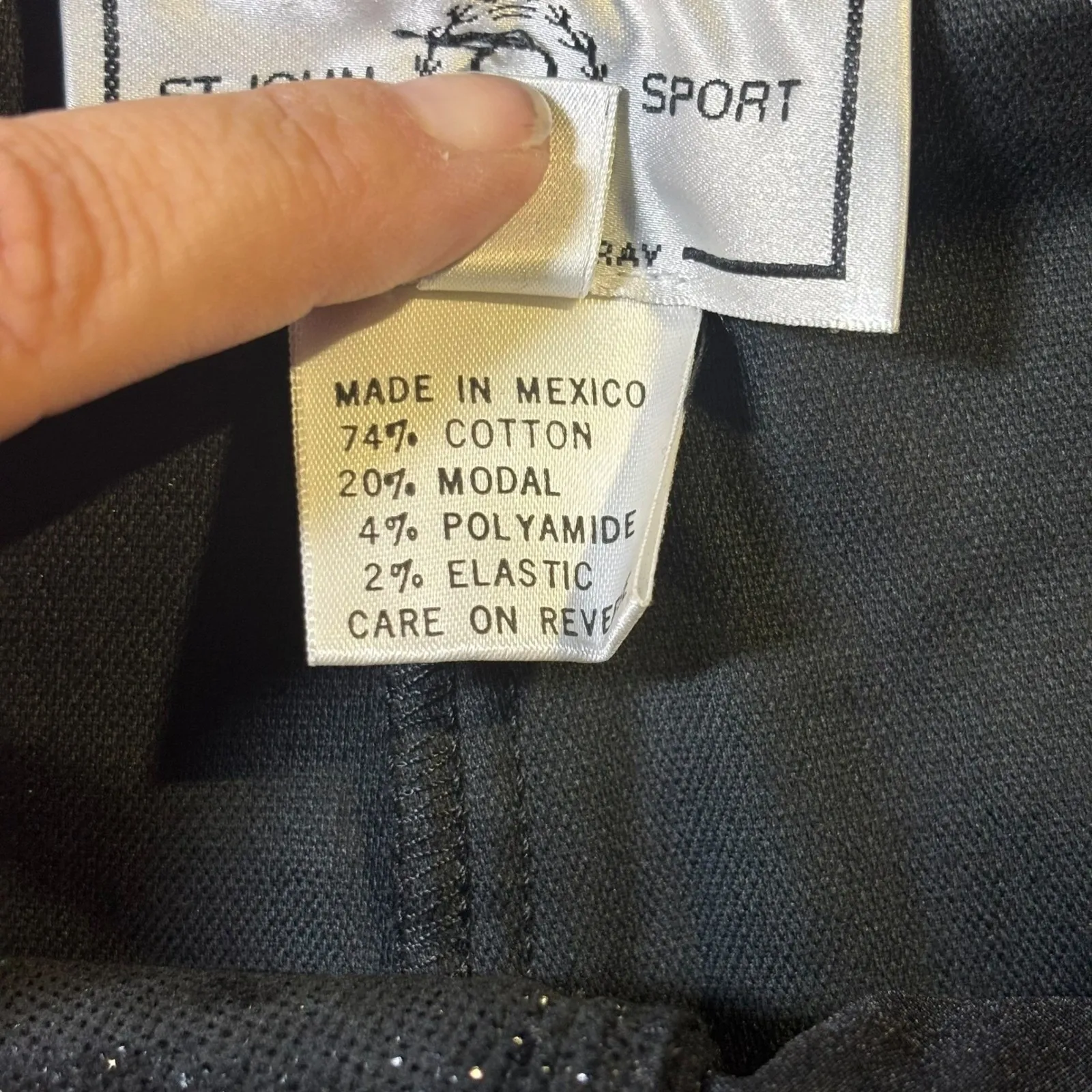 St‎ John Sport Women's Black Glitter Velvet Wide Leg Holiday Pants Size 14 - Image 7