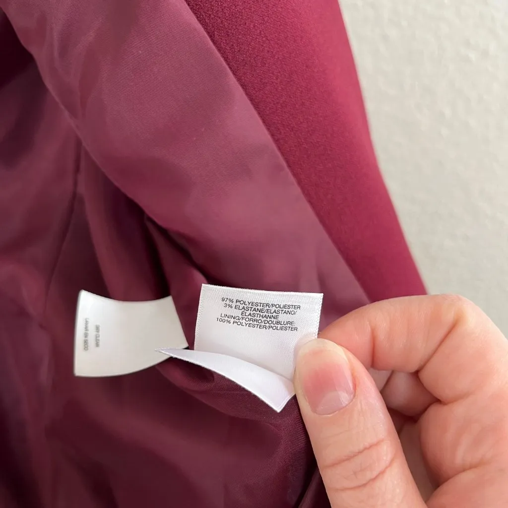 Kasper Womens Petite Burgundy Red Open Front Shawl Collar Blazer Size 12P - Image 4