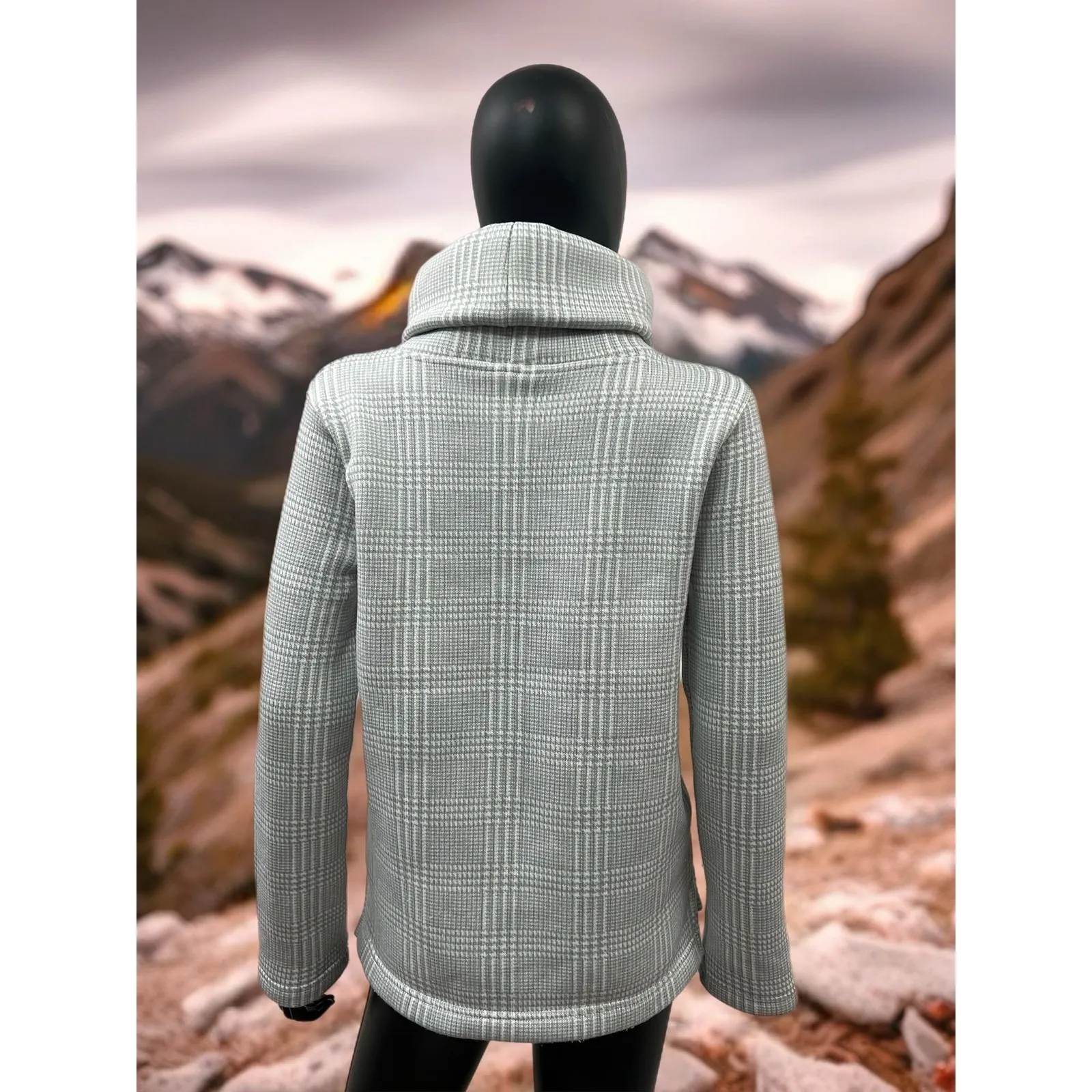 J.Crew  Mock Neck Gray Plaid Pullover Sweater Top Women’s‎ Size S - Image 3