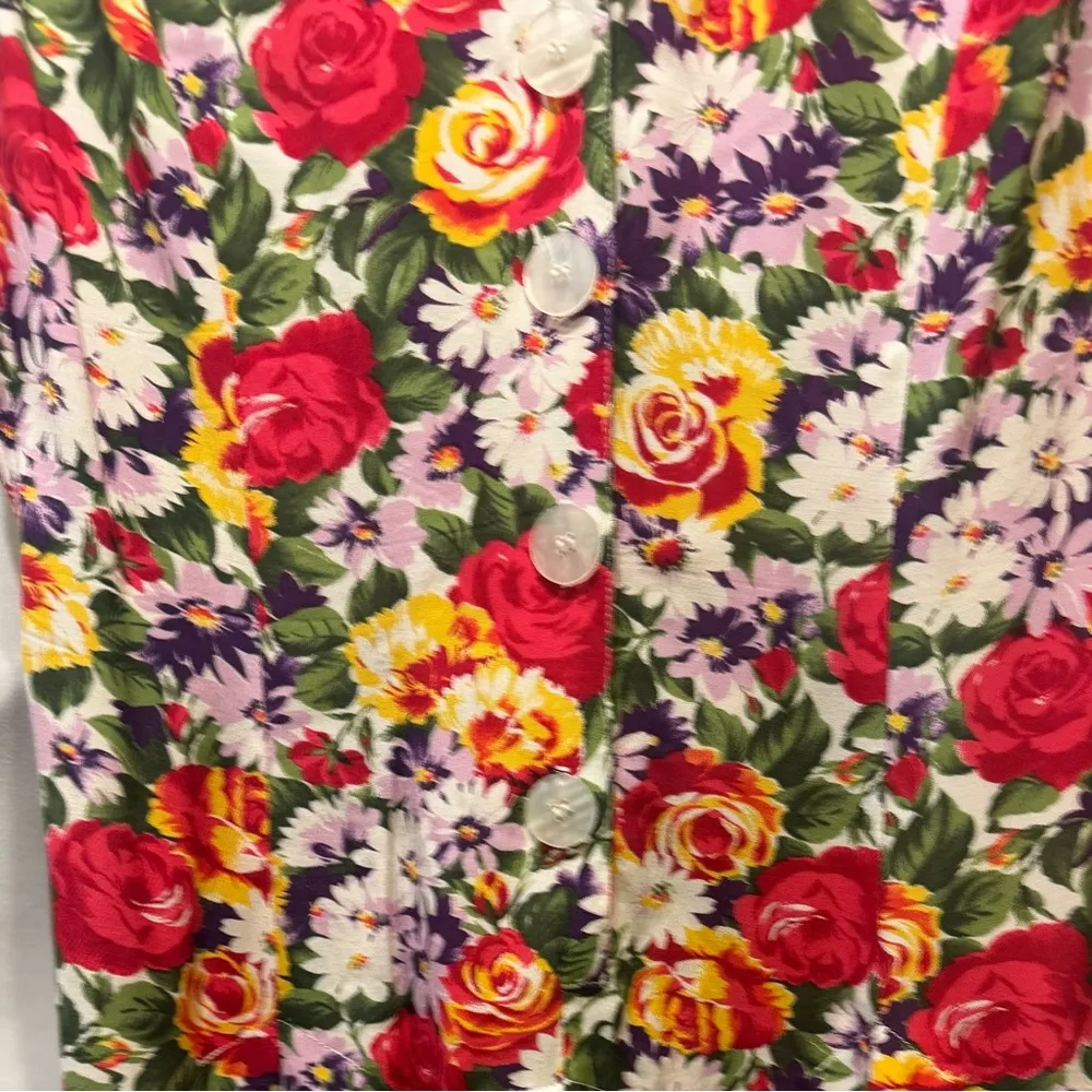 Vintage EXPRESS TRICOT floral drop-waist jumper from 90s 80s size 13 - Image 4