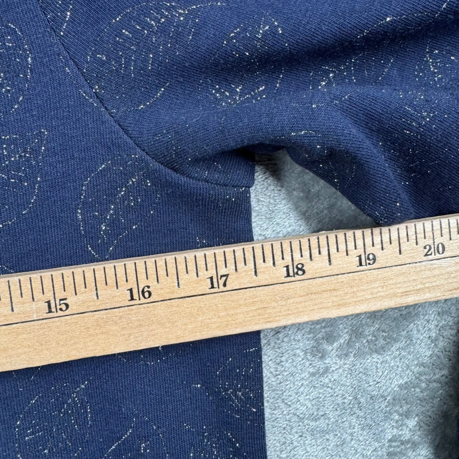 Boden Hannah Sweatshirt‎ Dress 4R Navy Foil Leaf Print Mini Dress Pockets Cozy Blue Size 4 - Image 13