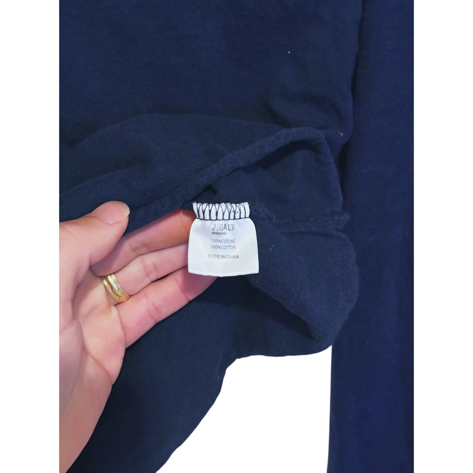 John Galt Retro Rainbow Stripe Long Sleeve Tshirt One Size Navy Blue Y2K Indie - Image 5