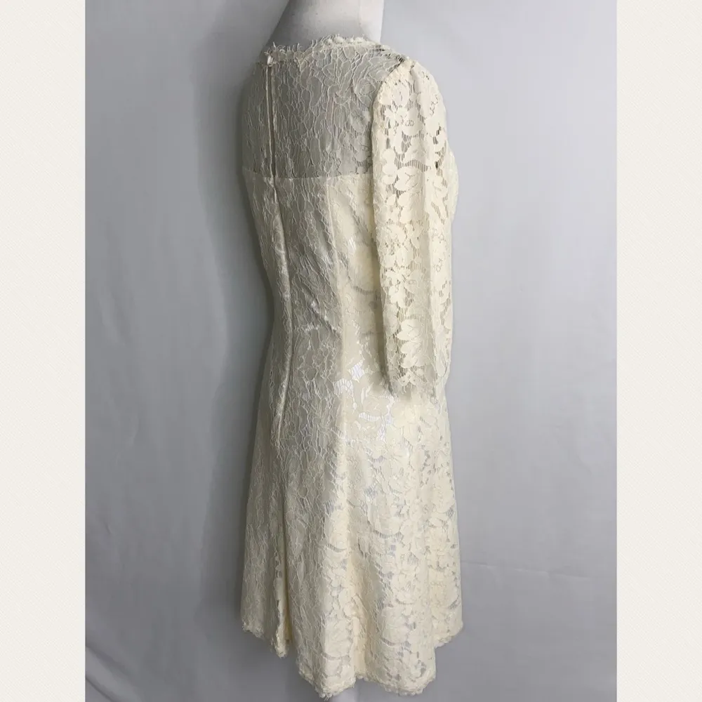 Eliza J Cream Lace Overlay 3/4 Sleeves Sweetheart Special Event Dress Size 2 - Image 4
