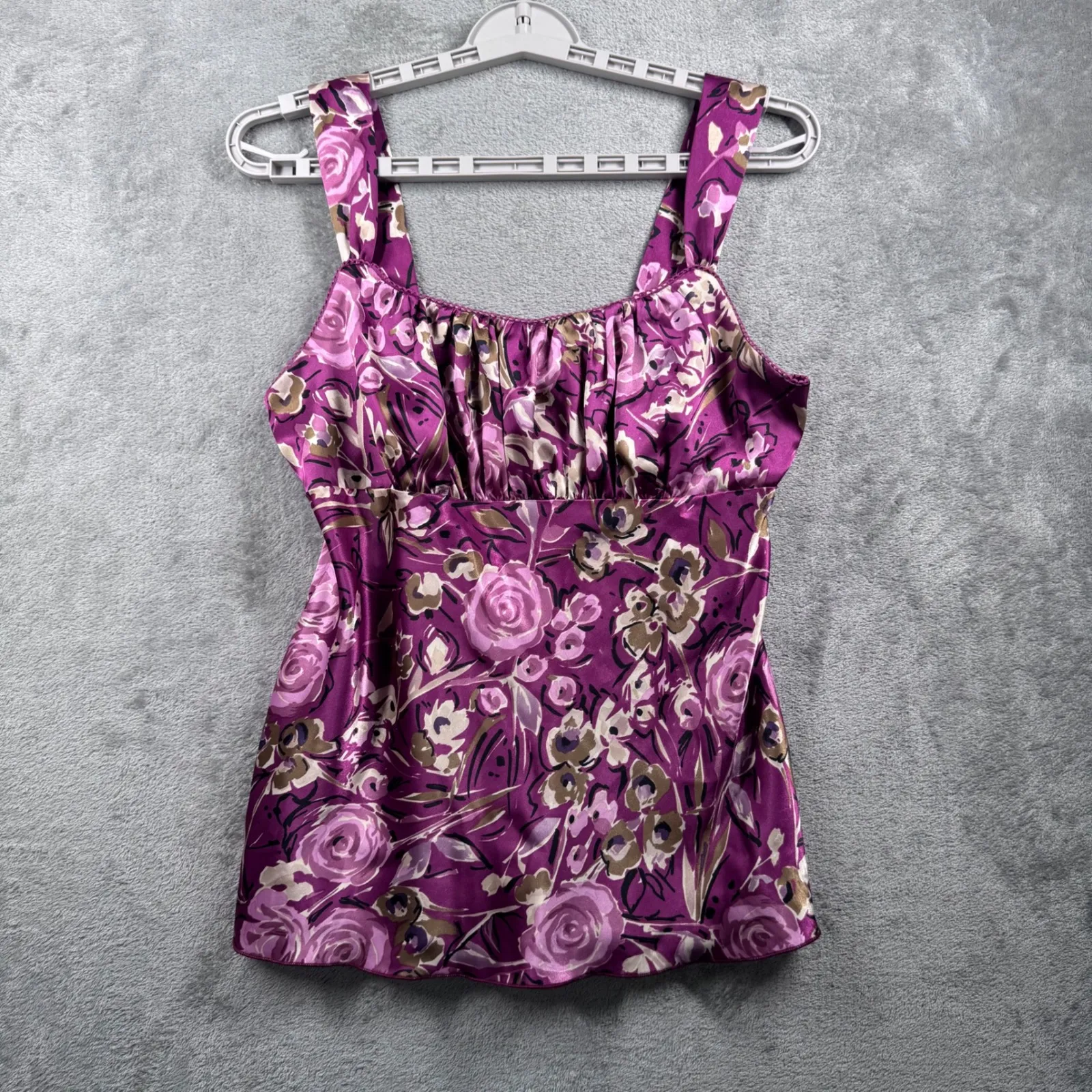 IZ Byer California Blouse Large‎ Floral Print Ruched Neck Tank Top Babydoll Y2K - Image 2