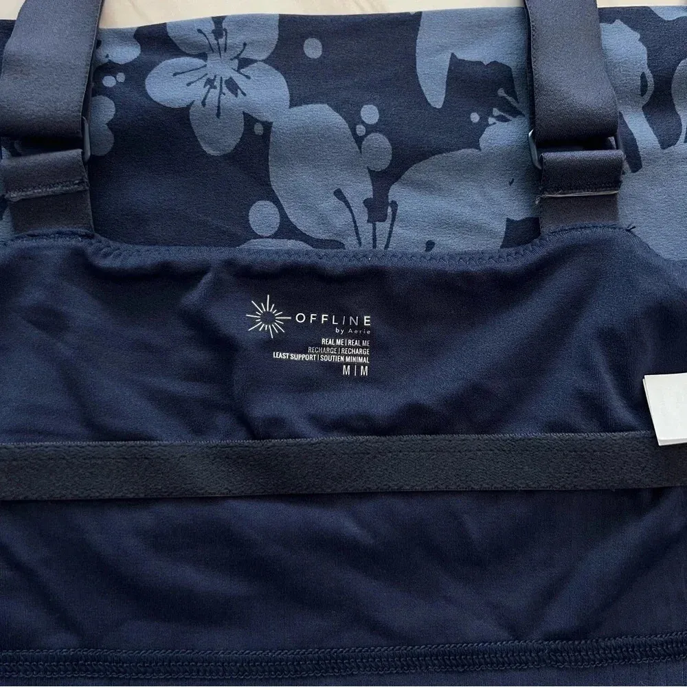Offline by Aerie Real Me Recharge Least Support Bra Size Medium Blue Floral - Image 5