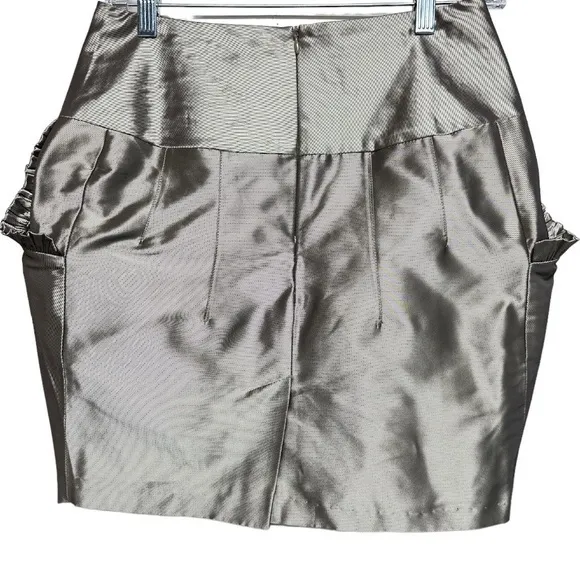 Sara Berman Shiny Metallic Looking Skirt With Pleated Pocket Size M Leopard Gold Size M - Image 4