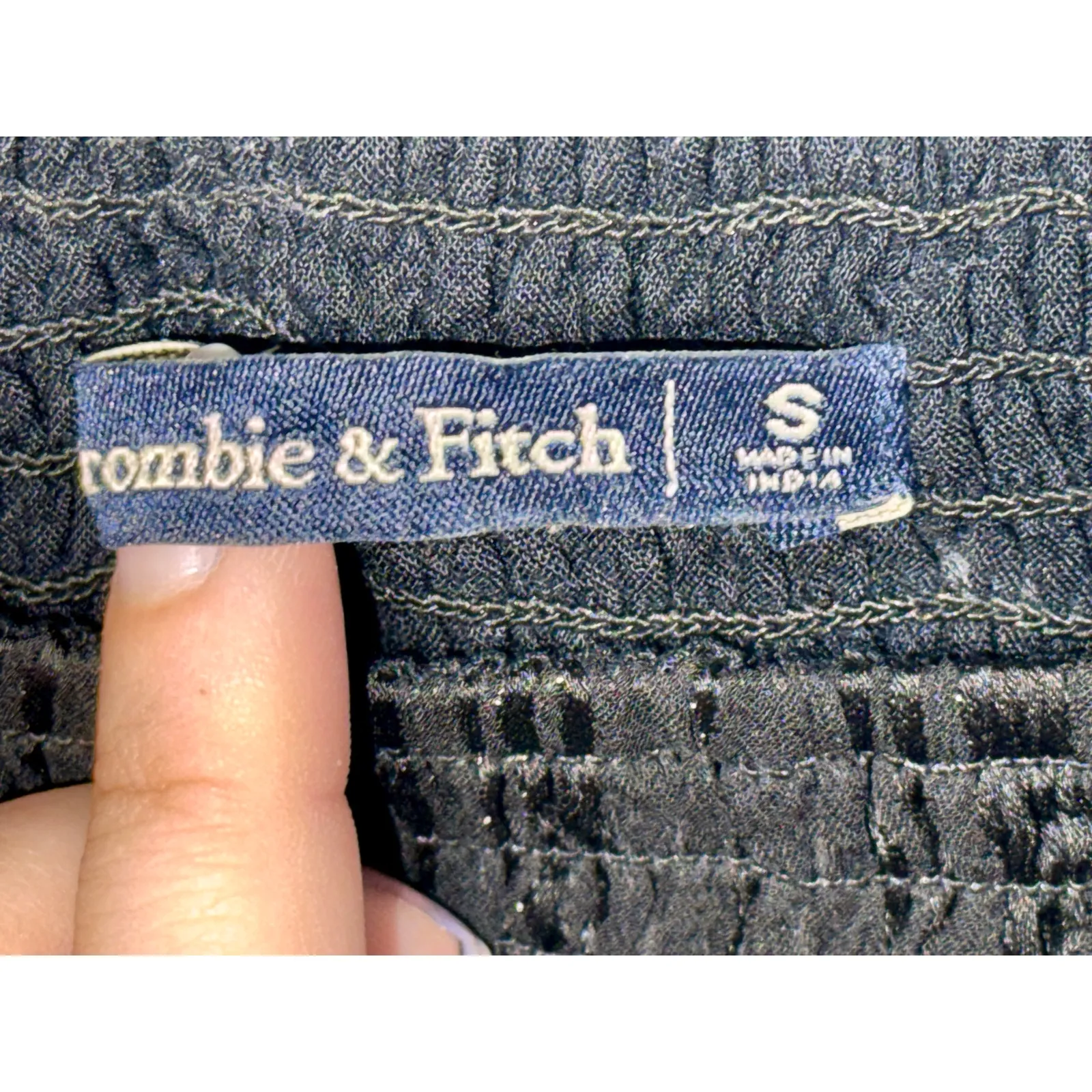 Abercrombie & Fitch Black Sheer Glitter Smocked Long Puff Sleeve Romper Womens S - Image 4