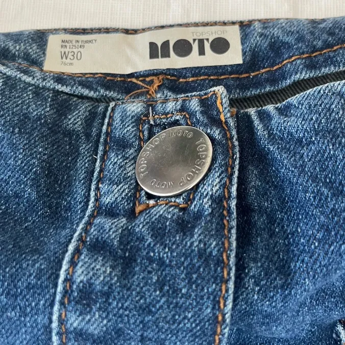 TopShop Moto Denim Button‎ Front Mini Skirt - Image 2