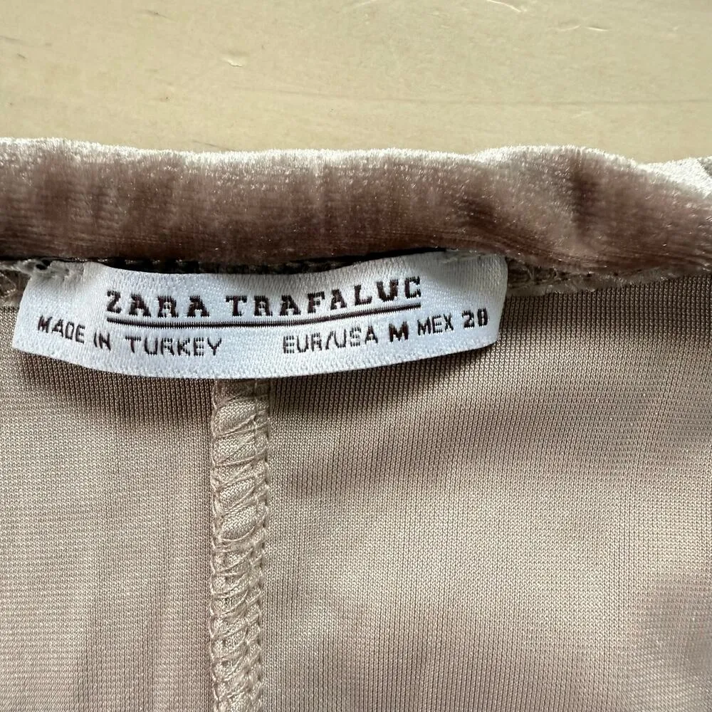 Zara Oversized Rose Gold‎ Velvet Mini Dress Short Dolman Sleeves Hem Drawcord, M - Image 4