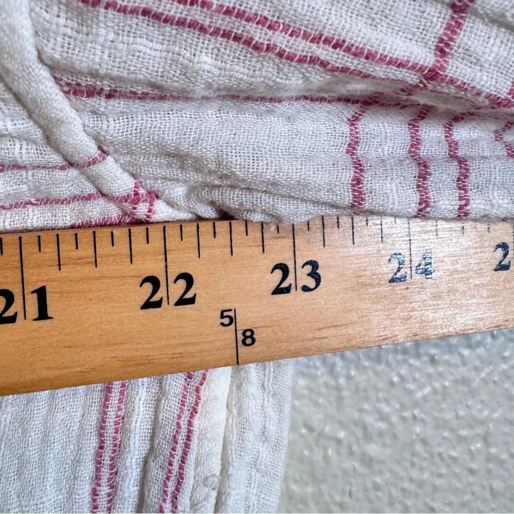 Faherty White Pink Plaid Organic Cotton Button Down Shirt Womens L Natural Fiber - Image 4