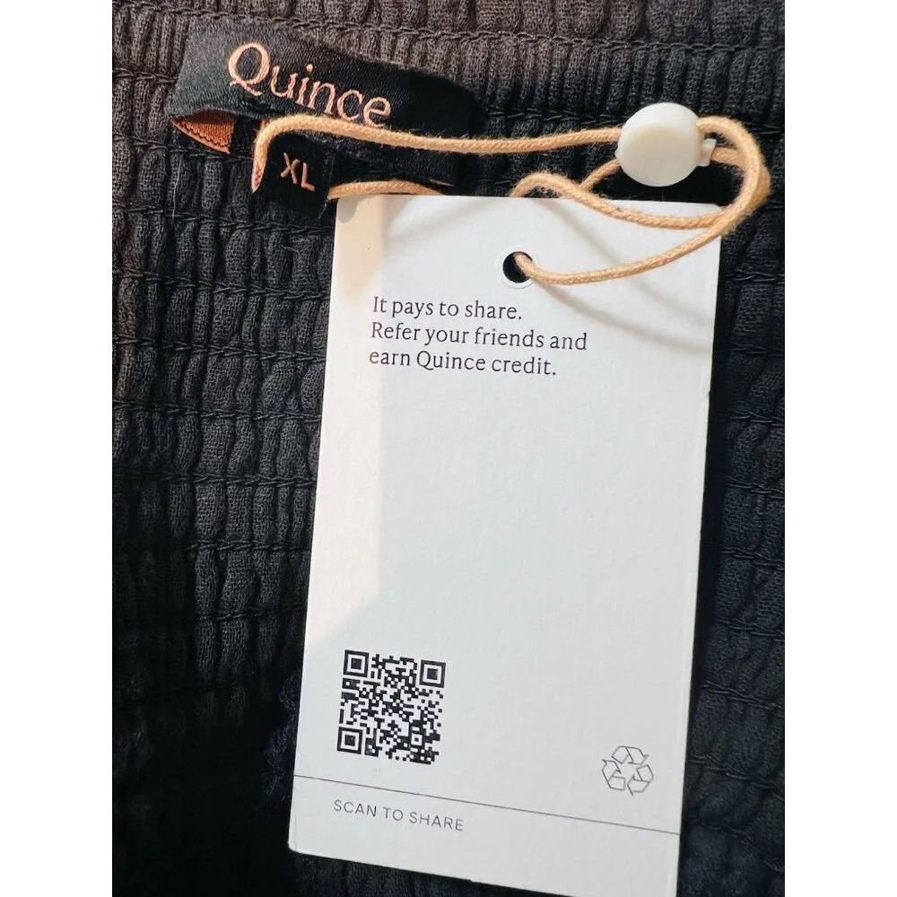 Quince 100% Organic Cotton Gauze Smocked Maxi Skirt Black XL Boho Festival - Image 9