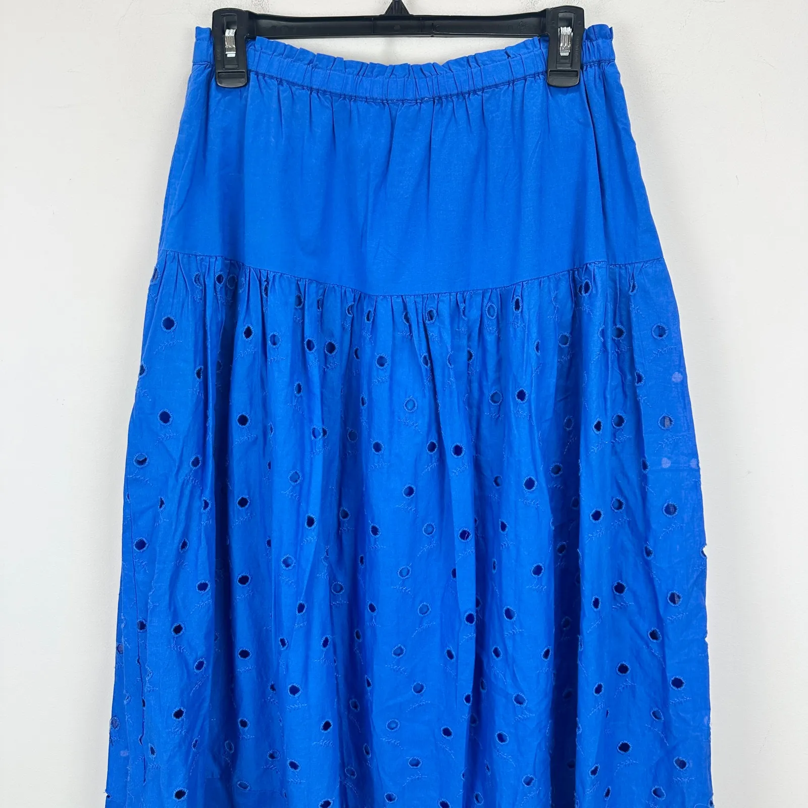 J.Crew Drop Waist Eyelet Midi Skirt Bright Grotto Blue A Line Cotton Small NWT - Image 7