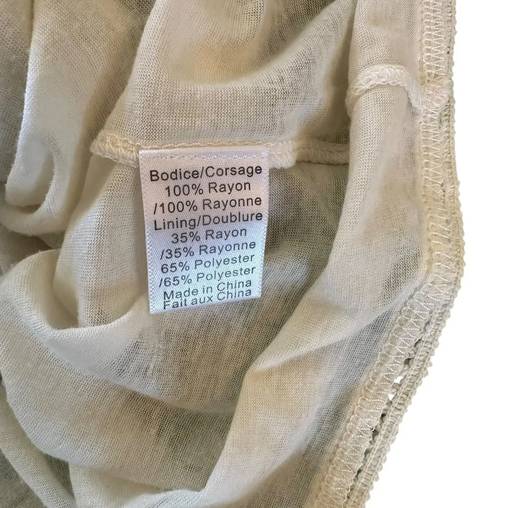 Porridge Green & Ivory Floral Smocked Midi Skirt Size Small - Image 6