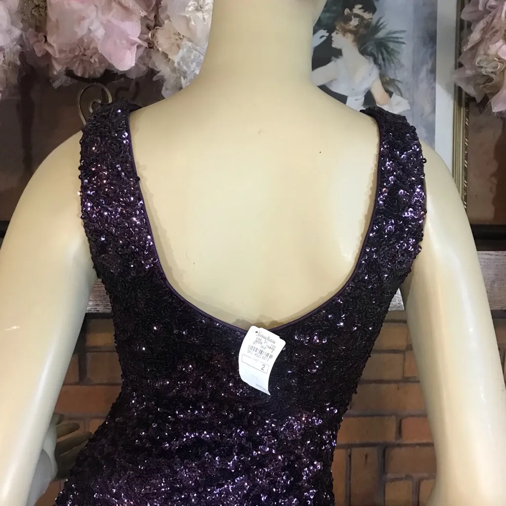 LA FEMME PURPLE SEQUIN BODY CON COCKTAIL MINI DRESS NWT (2) - Image 7