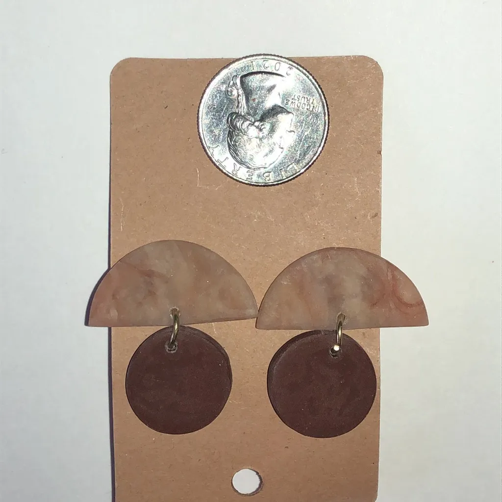 Elegant Brown and Tan Retro Boho Clay Earrings - Image 3