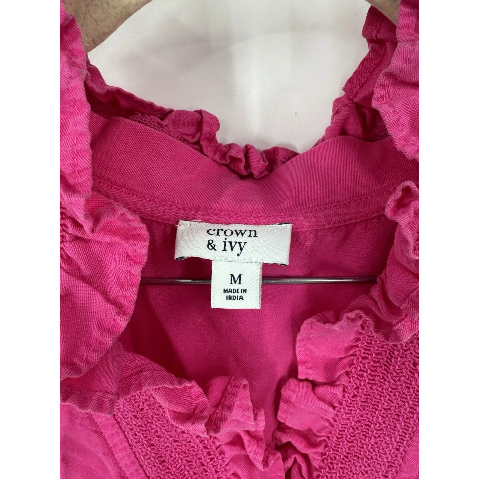 Crown & Ivy Tiered Ruffle Midi Dress Sz M Pink Peasant Cottage Preppy Coquette - Image 3