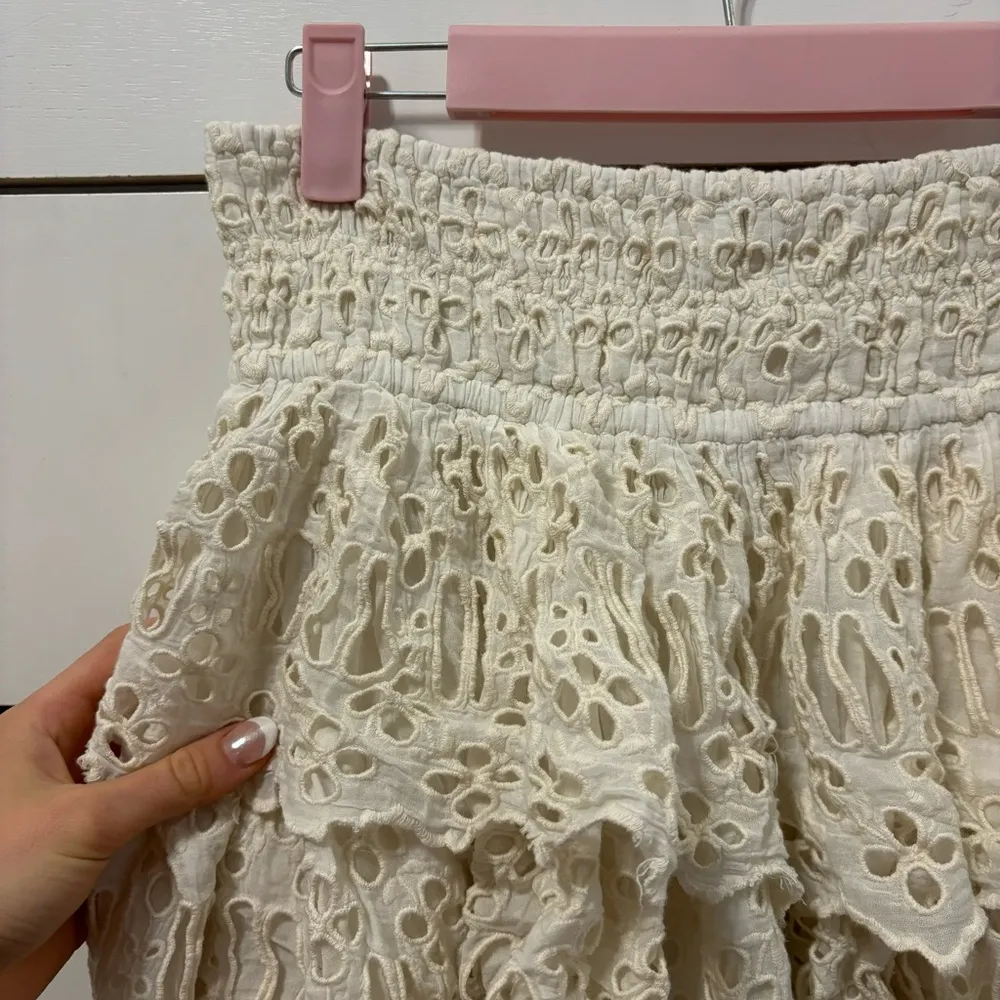 Free People Cream Eyelet Mini Skirt - Image 6