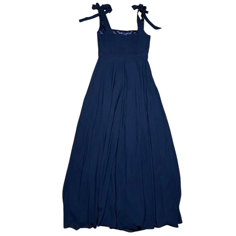Lulus Women's Love Me Forever Navy Blue Tie-Strap Square Neck Maxi Dress Size M - Image 8