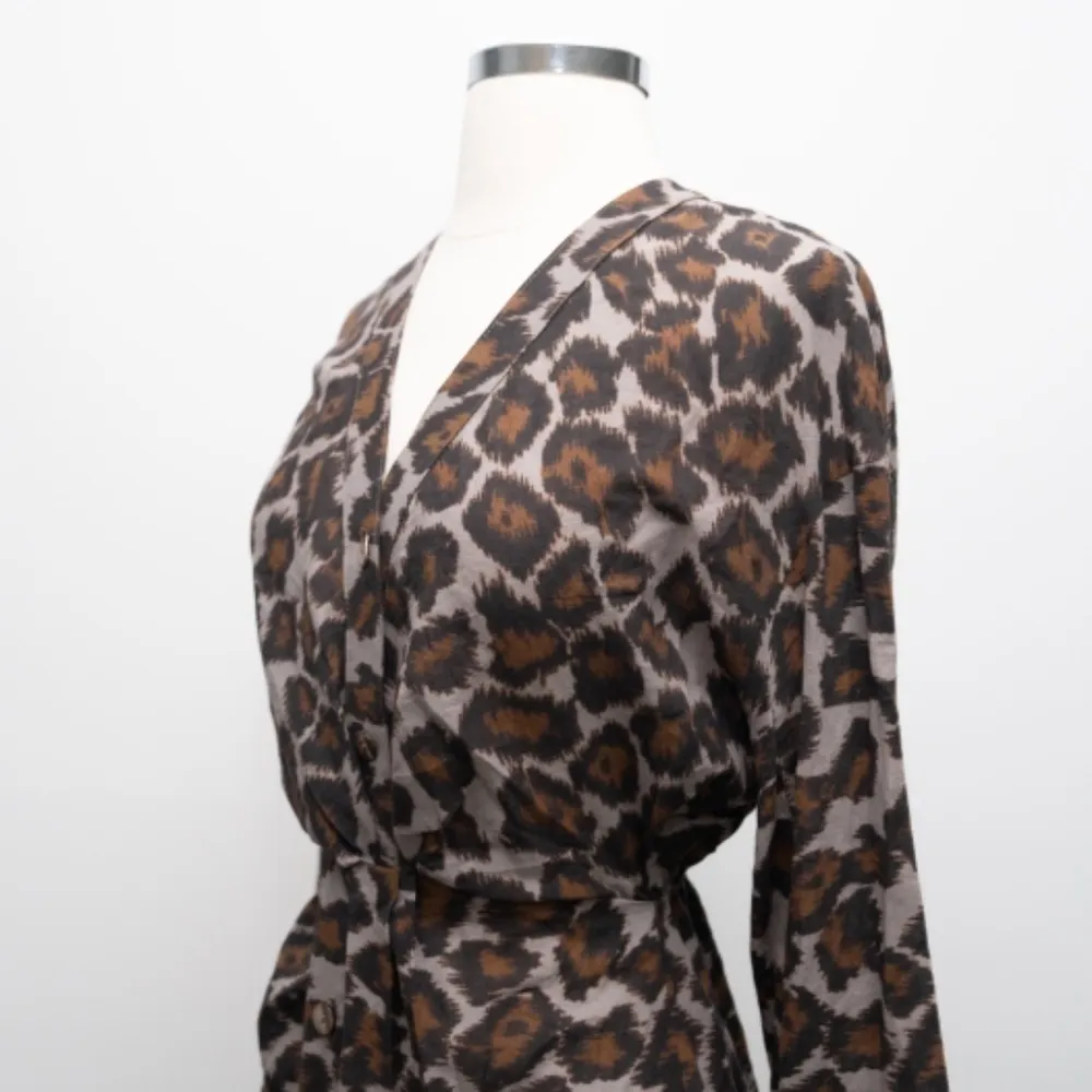 Nanushka. Johanna Leopard Print Twist Mini Dress Brown Size XS - Image 13