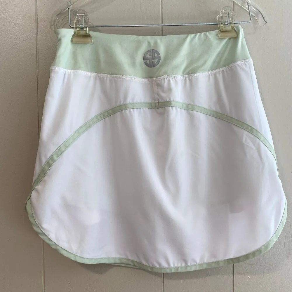 Simply Southern Active Skort | White & Mint Green Tennis Golf Skirt with Shorts - Image 2