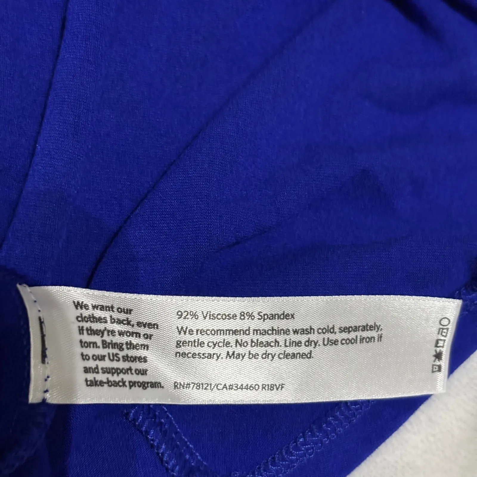 EILEEN FISHER Royal Blue Long Sleeve Jersey Knit Tunic Dress L G - Image 4