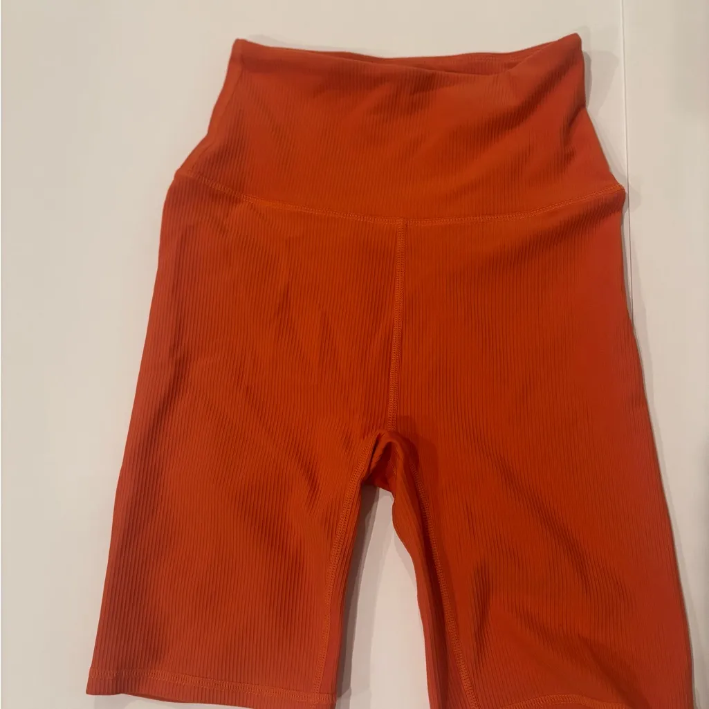 Varley Let’s Move High-Rise Ribbed Athletic Shorts XS | Orange Rust Yoga Active - Image 2
