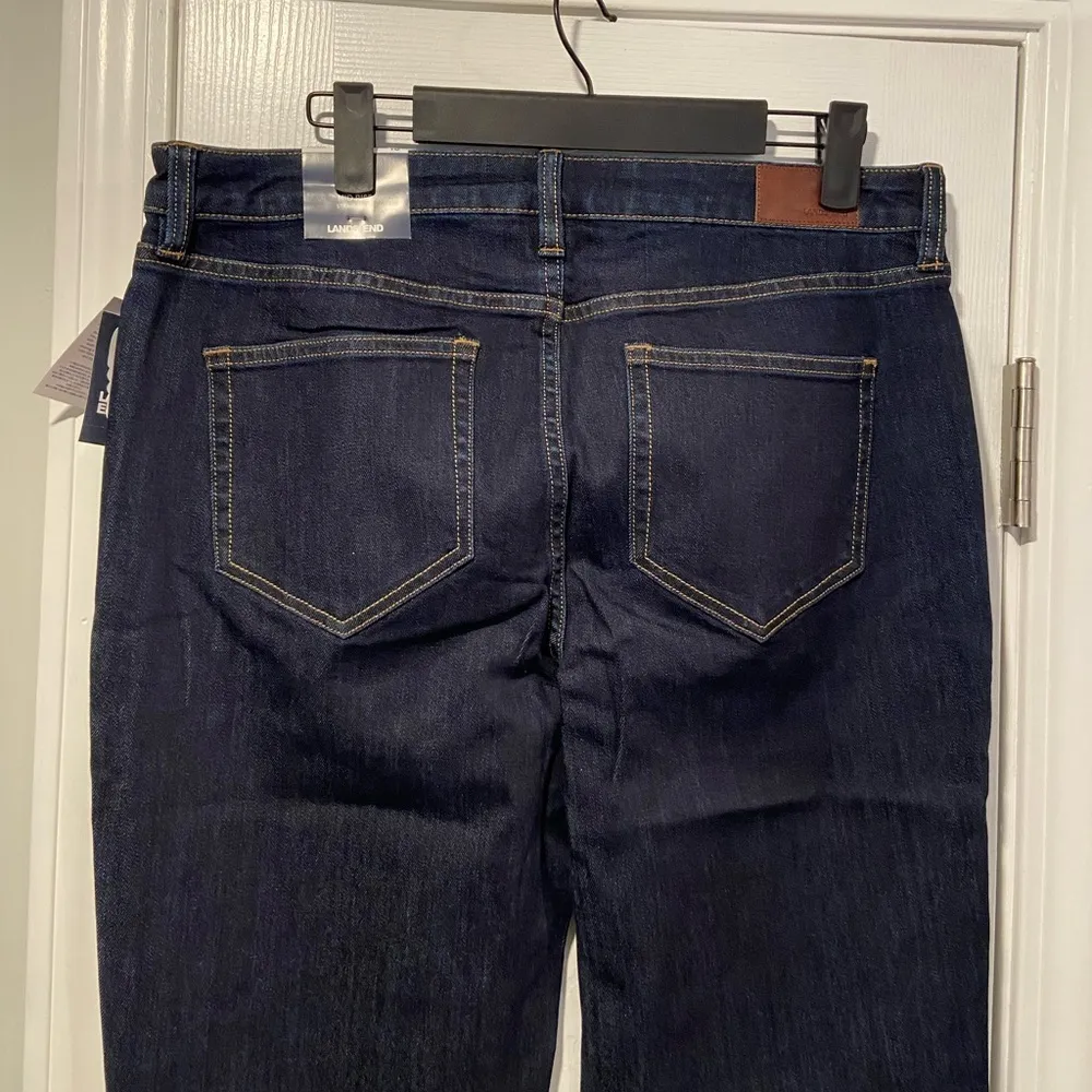 NWT Lands End Size 16 Mid Rise Straight Leg Dark Wash Cotton Stretch Denim Jeans - Image 7