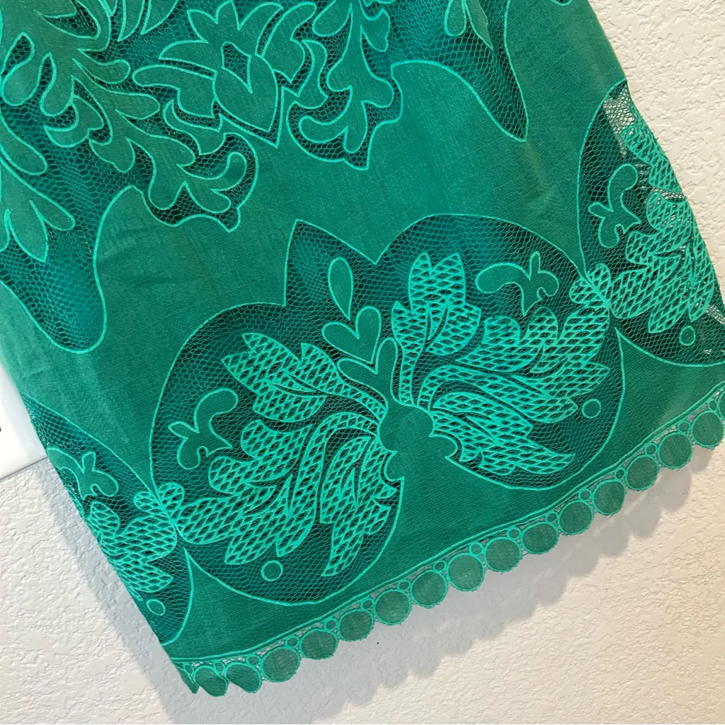 Eliza J Malta Textured Floral Lined Scoop Neck Dress Green SIZE 8P - Image 3