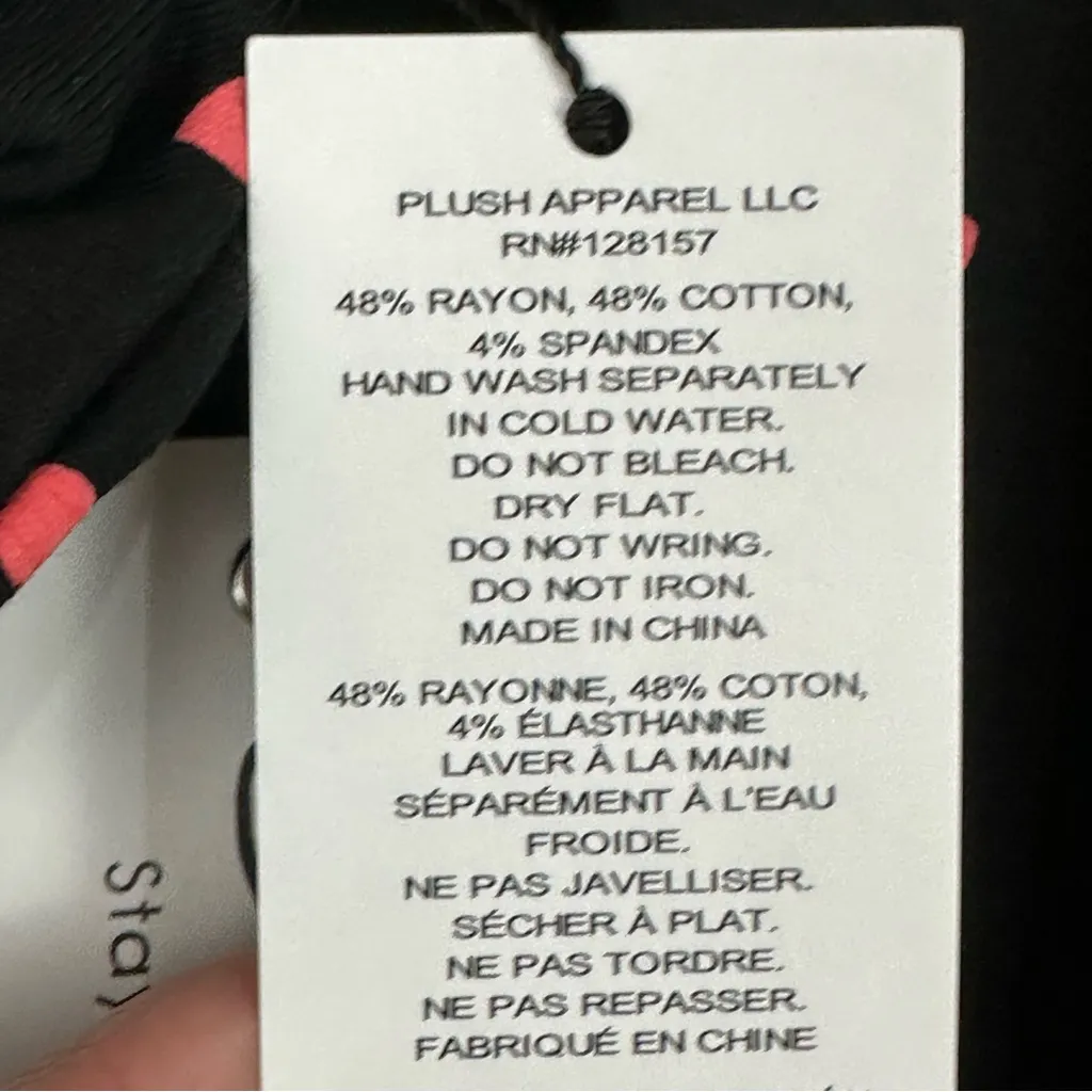 Plush Women’s Black Pink Hearts Tie Front Short Robe Hair Scrunchie Set Small - Image 6