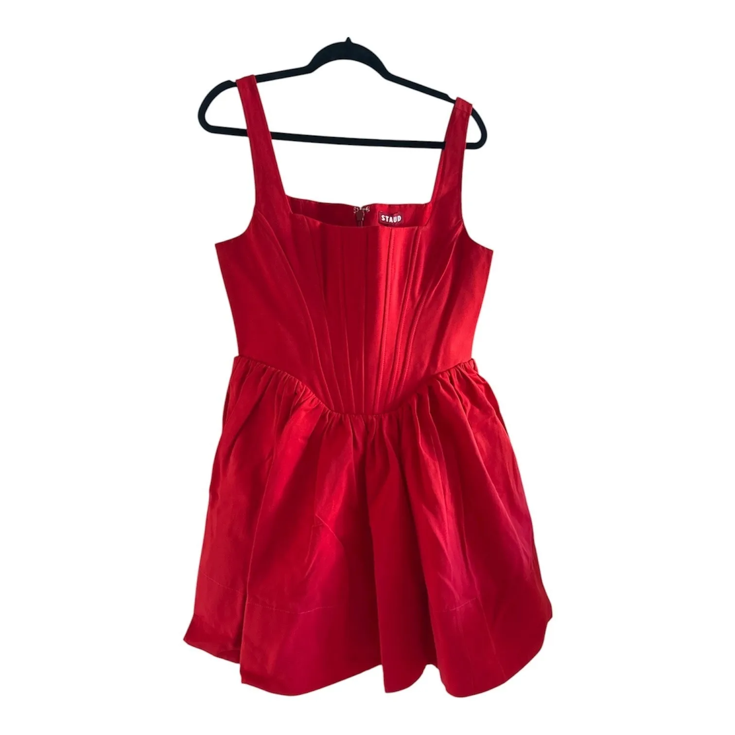 Staud landscape corset Fit and Flare Mini Dress Size 12 Square Neck - Image 2