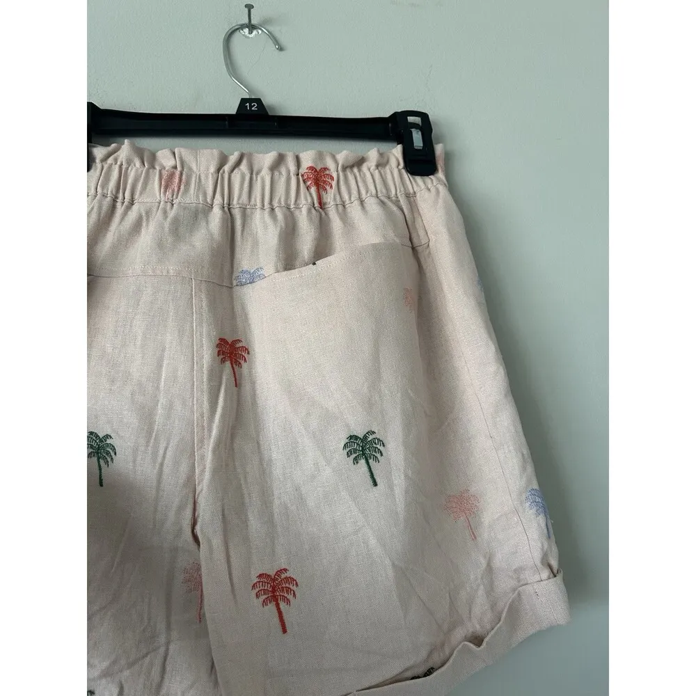 Elie Tahari Pink Tropical Linen Blend Shorts Sz Small Preppy Summer Vacation New - Image 9