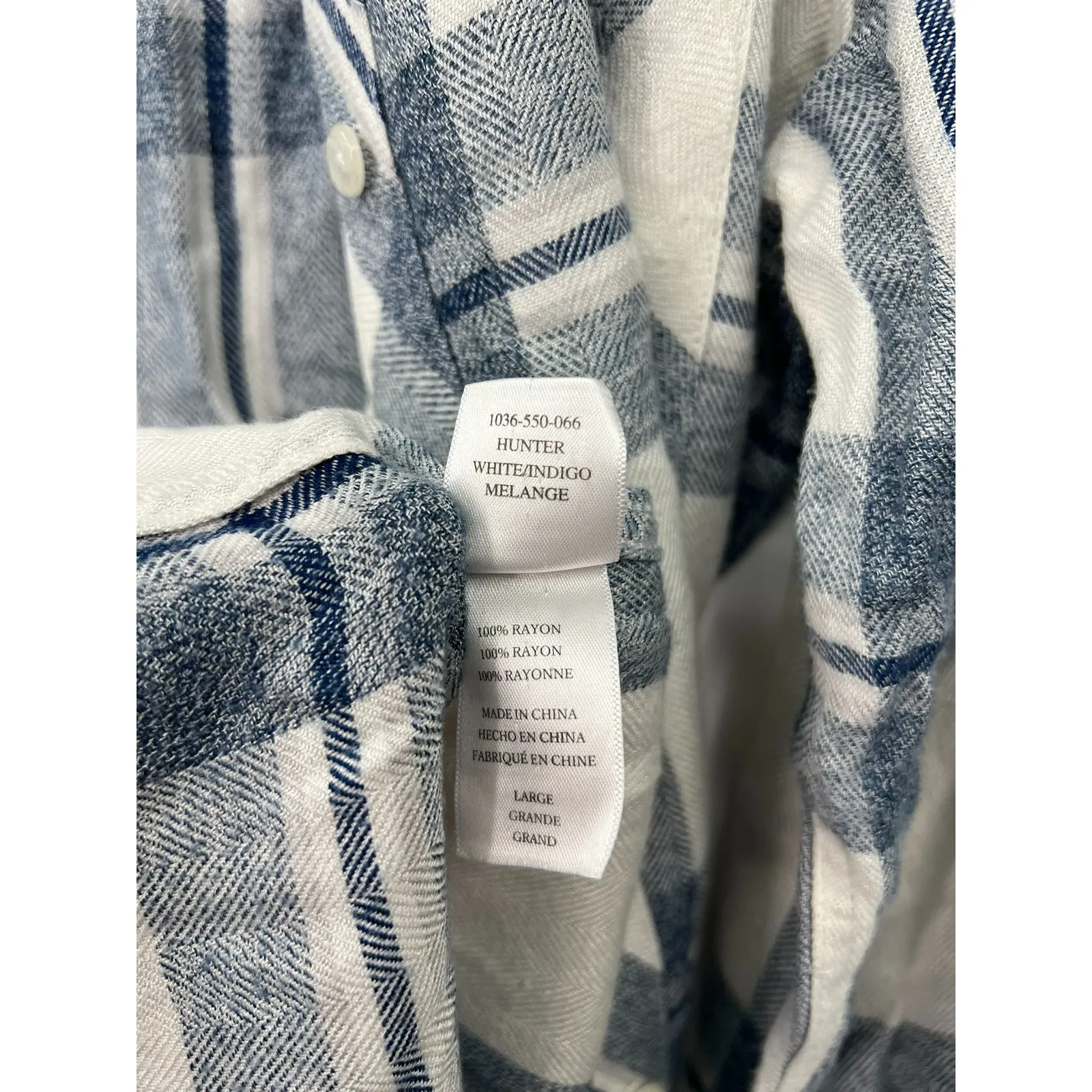 RAILS | L | Flannel Button Up Down Shirt Top Blouse Plaid Womens Navy White - Image 10