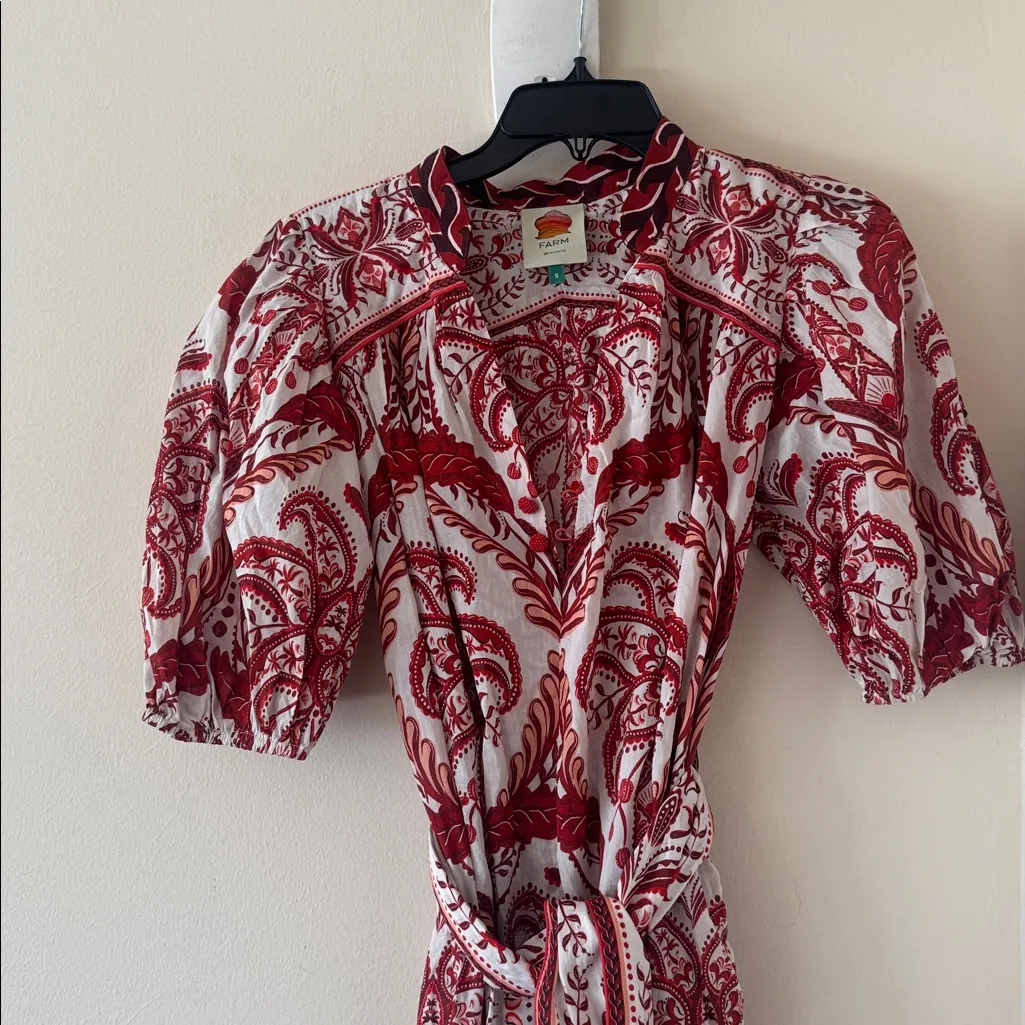 FARM RIO Off-White Green Floral Cascade Lenzing Ecovero mid Dress, small, $280 - Image 5