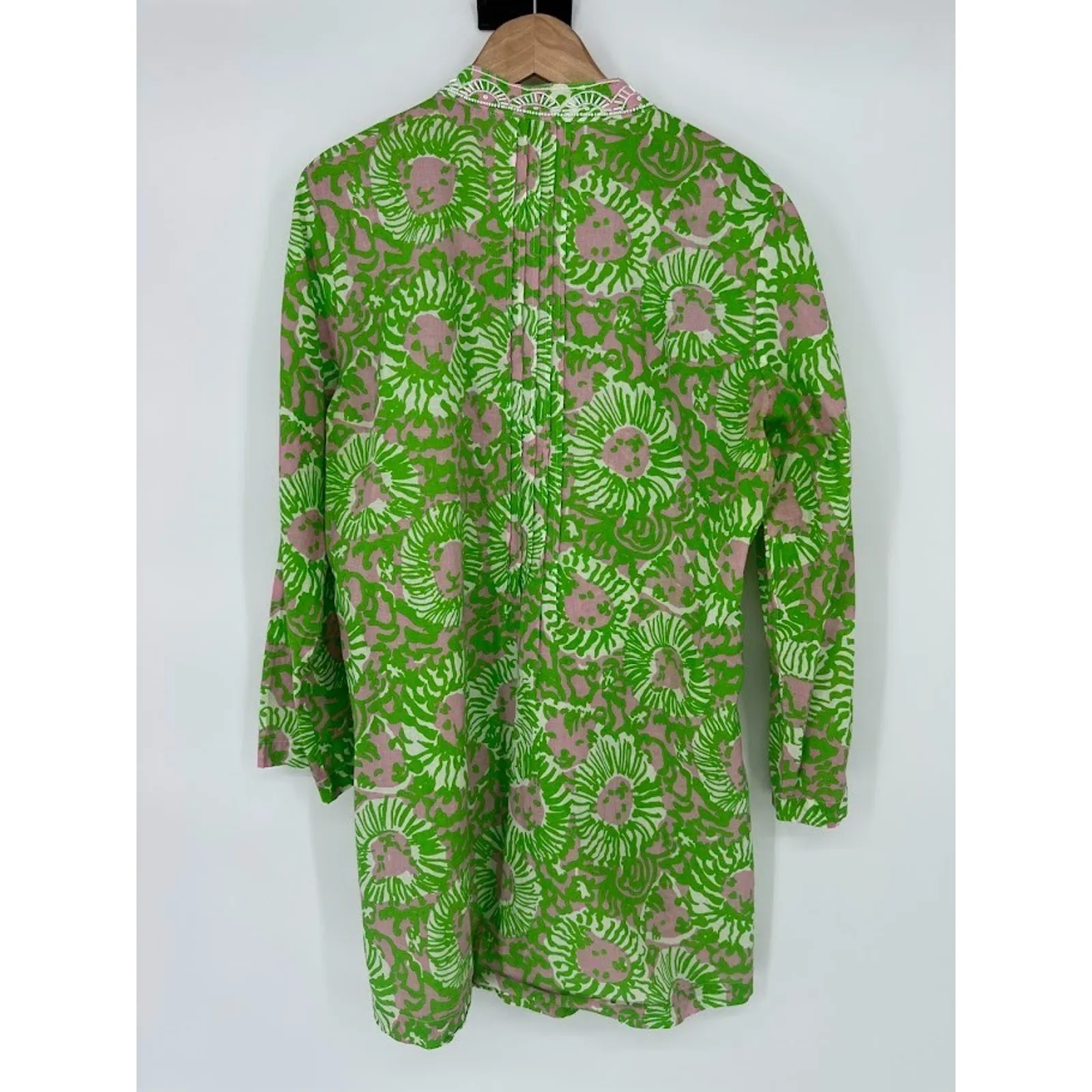 Lilly Pulitzer Womens Sarasota V-Neck Beaded Tunic Top Size Medium Cotton Green - Image 5