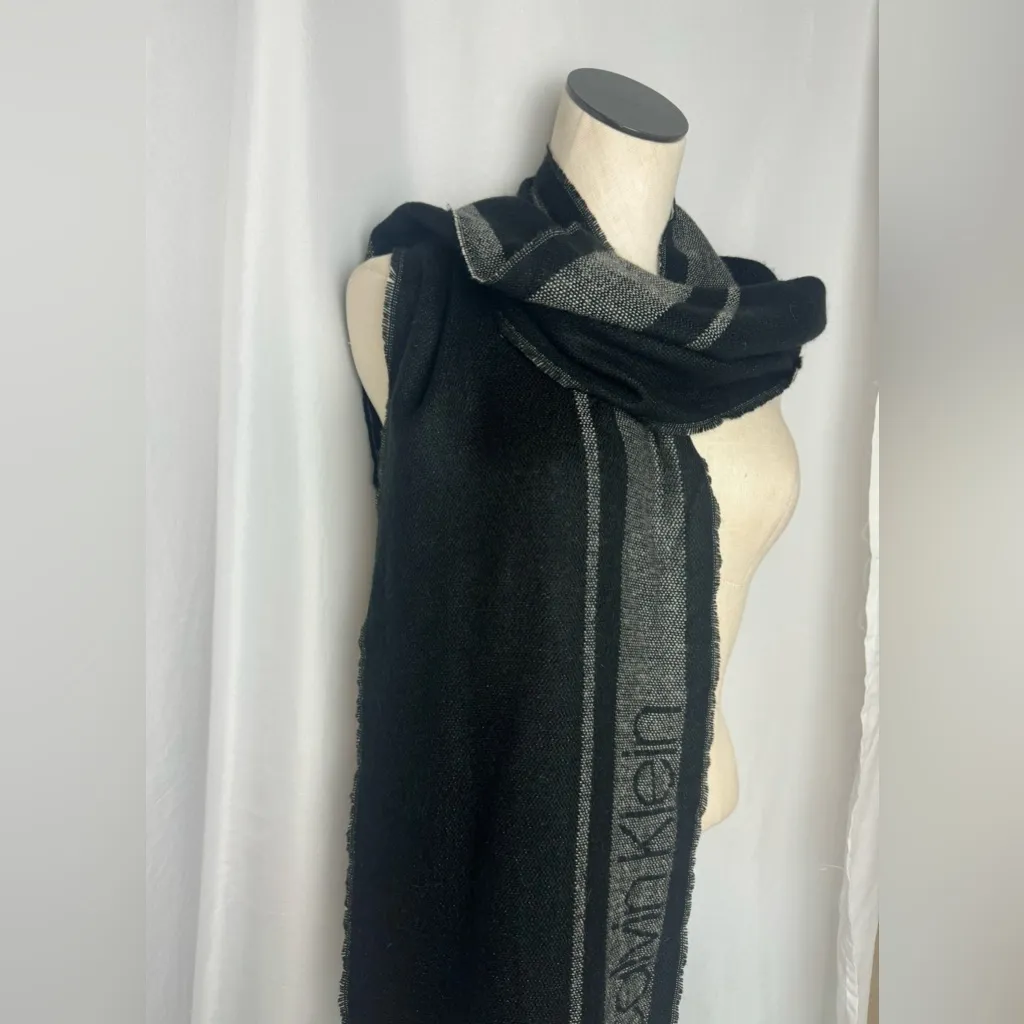 Calvin Klein Charcoal and Ebony Scarf - Image 3
