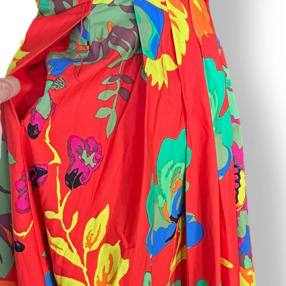 Christopher John Rogers X Target Shirtdress Maxi Red Floral Short Puff Sleeve 0 - Image 4